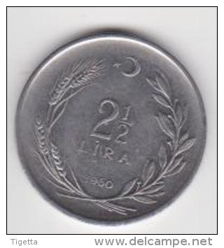 TURCHIA  2-1/2 LIRA ANNO 1960 - Turquie