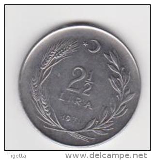 TURCHIA  2-1/2 LIRA ANNO 1971 - Turquia