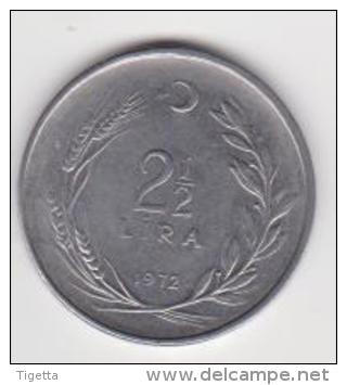 TURCHIA  2-1/2 LIRA ANNO 1972 - Turquia