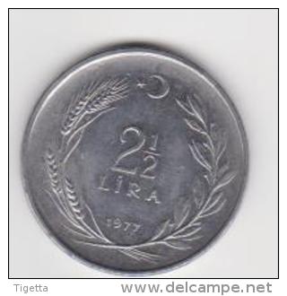 TURCHIA  2-1/2 LIRA ANNO 1977 - Turchia