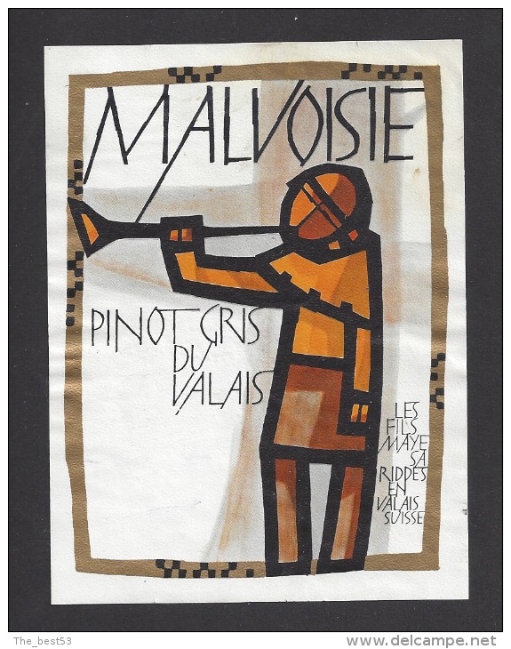 Etiquette De Vin Pinot Gris Du Valais  -  Malvoisie  -  Thème Musique  -  Les Fils Maye à Riddes En Valais (Suisse) - Música
