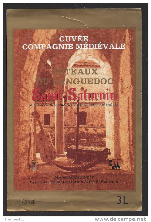 Etiquette De Vin Des Côteaux Du Languedoc  - Cuvée Compagnie Médiévale  -  Thème Musique - Saint Saturnin (34) - Musique