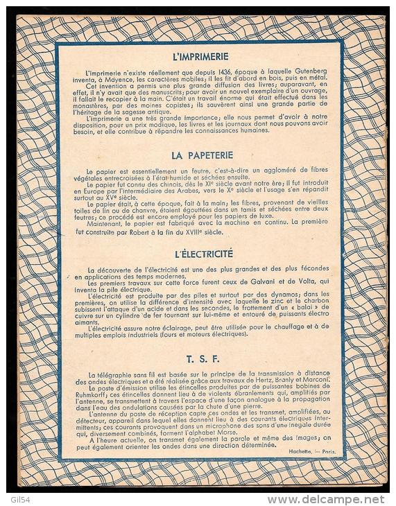 Cahier D'école Ancien Illustré   Année 1937  - L'imprimerie , La Papeterie, L'electrisité , La T.S.F. -  VIFG0301 - Protège-cahiers