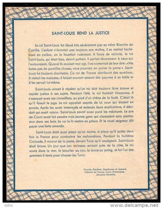 Cahier D'école Ancien Illustré   Année 1938 -    Saint Louis Rend La Justice  -  VIFG0305 - Protège-cahiers