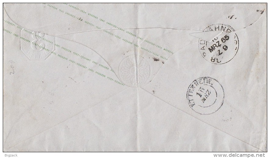 Württemberg GS-Umschlag 3 Kr. Rottweil 15.3.1865 Gel. Nach Ettenheim Ansehen !!!!!!!!!! - Sonstige & Ohne Zuordnung