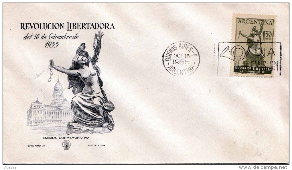 ARGENTINIEN 1955 - Revolucion Libertadora, 1,5 Pesos Auf Schmuckbrief (Erotikmotiv) - Briefe U. Dokumente