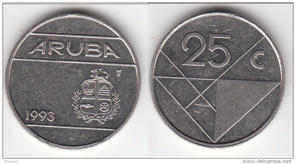 **** ARUBA - PAYS-BAS - NETHERLANDS - 25 CENTS 1993 **** EN ACHAT IMMEDIAT - Aruba