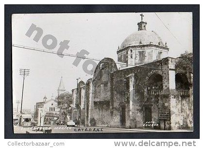 MEXICO CUERNAVACA CATEDRAL REAL PHOTO POSTCARD RPPC SIGNED GAMBOA COKE BIMBO AD - Mexico