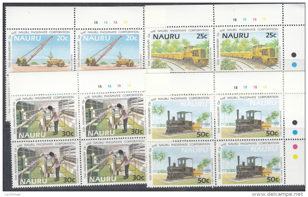 NAURU, 1985 PHOSPHATE 4 CNR BLOCKS 4 MNH - Nauru