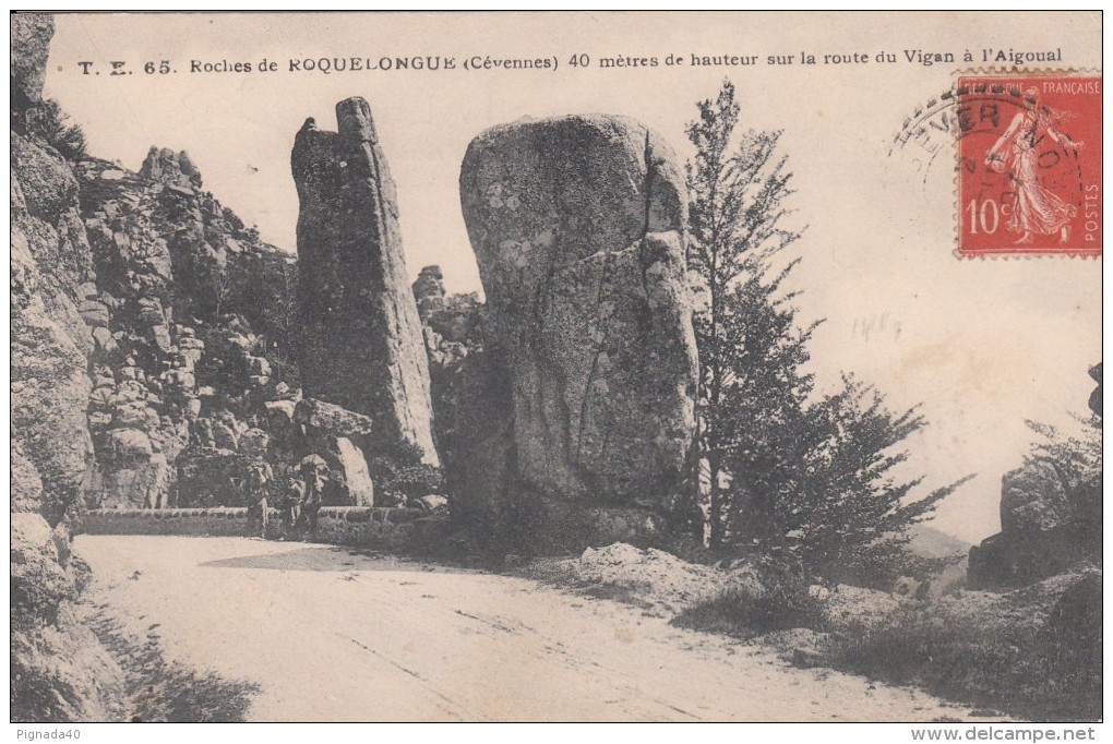 Cp , 30 , VALLERAUGUE , Roches De ROQUELONGUE (Cévennes), Sur La Route Du Vigan à L'Aigoual - Valleraugue