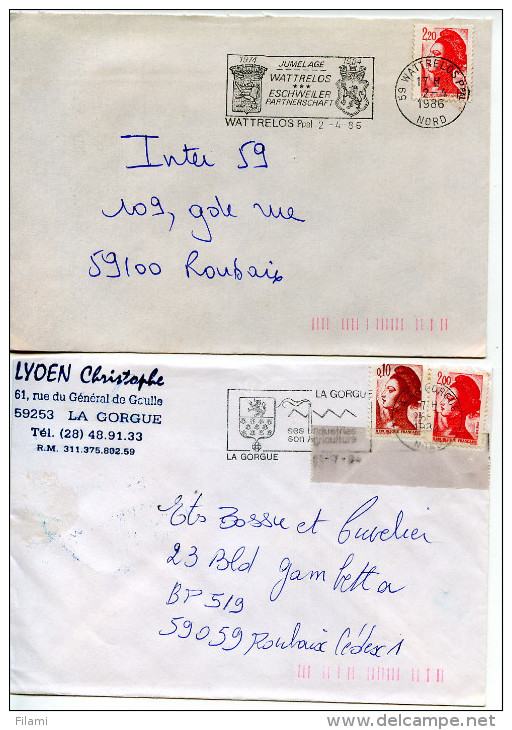 EMA,flamme faune,animaux,félin,lion de Flandre,renard,guépard ou jaguar,lettre 1984-6,Peugeot,Koenigsbier,lot 15 envelop