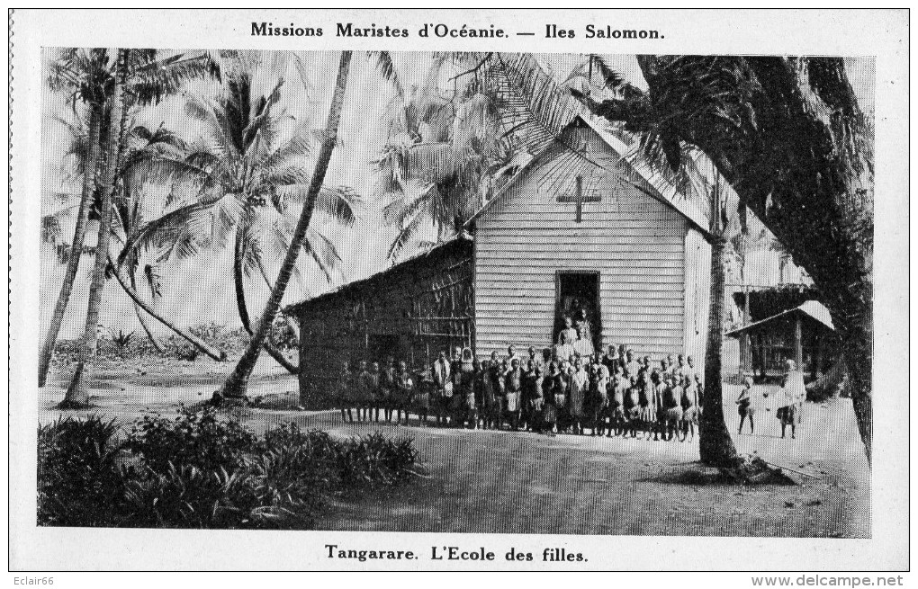 Missions Maristes D'Océanie. Iles Salomon.animée Tangarare L'école Des Filles  .cpa Année 1930 X - Islas Salomon