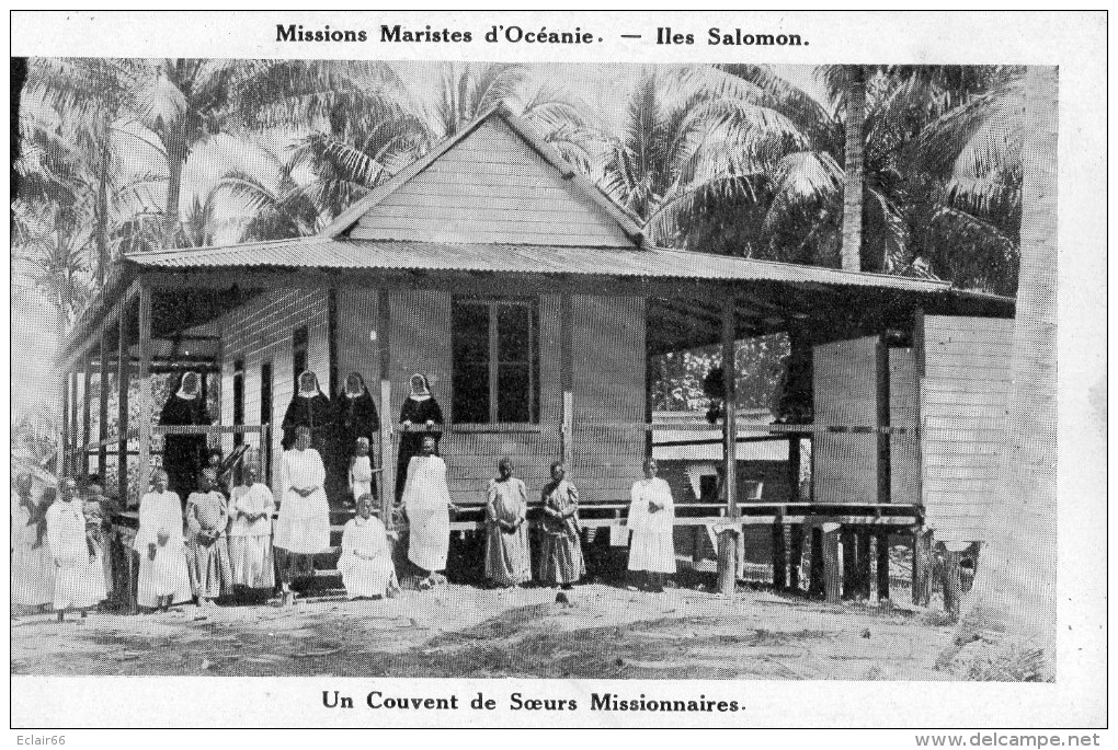 Missions Maristes D'Océanie. Iles Salomon.animée Un Couvent De Soeurs Missionnaires  .cpa Année 1930 X - Solomoneilanden