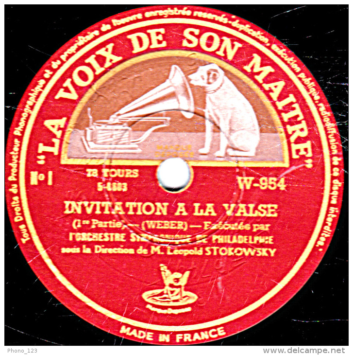 78 Trs 30 Cm  état TB -  L'ORCHESTRE SYMPHONIQUE DE PHILADELPHIE - INVITATION A LA VALSE -  1re Et 2e Parties - 78 Rpm - Schellackplatten