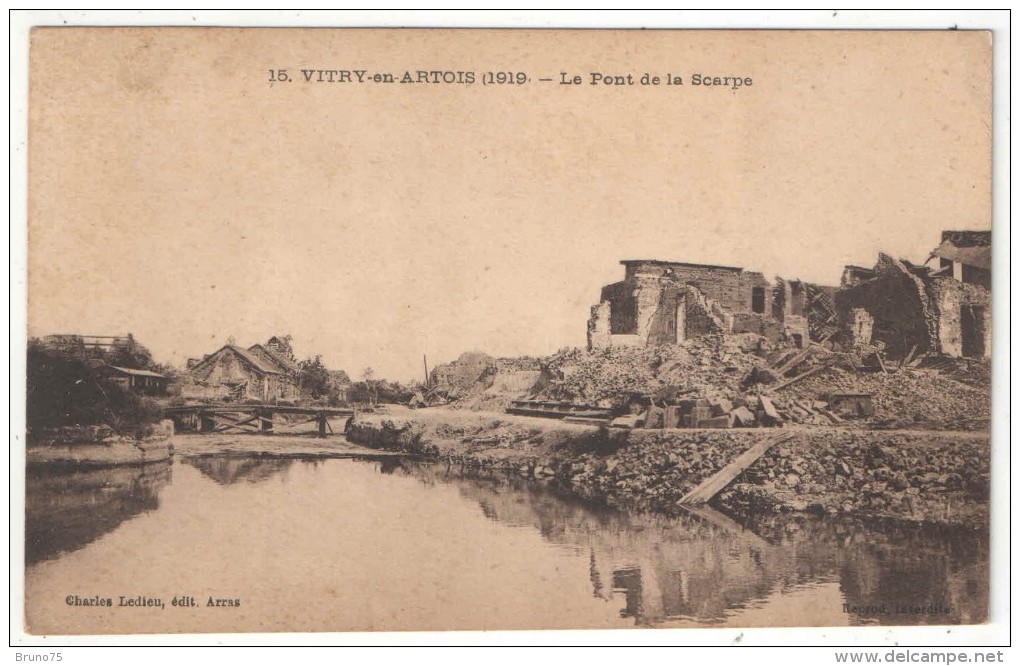 62 - VITRY-EN-ARTOIS - 1919 - Le Pont De La Scarpe - Ledieu 15 - Vitry En Artois