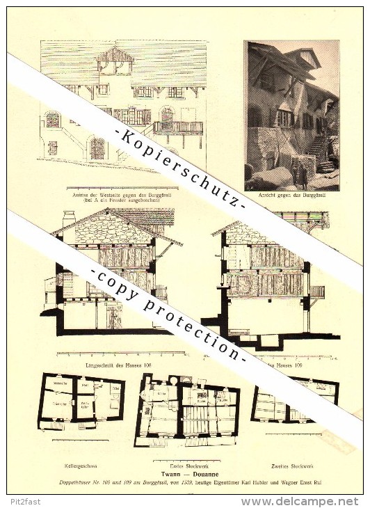 Photographien / Ansichten , 1917 , Ligerz / Gléresse Und Twann / Douanne , Biel , Prospekt , Fotos , Architektur !!! - Douanne-Daucher