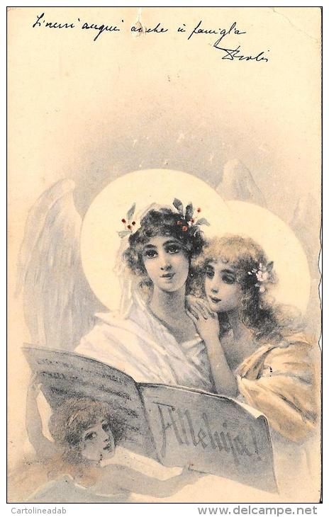 [DC4092] CARTOLINA - ANGELI CHE CANTANO - ALLELUJA - Viaggiata 1902 - Old Postcard - Altri & Non Classificati