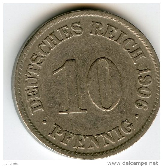 Allemagne Germany 10 Pfennig 1906 D J 13 KM 12 - 10 Pfennig