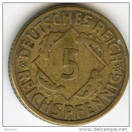 Allemagne Germany 5 Reichspfennig 1926 A J 316 KM 39 - 5 Rentenpfennig & 5 Reichspfennig