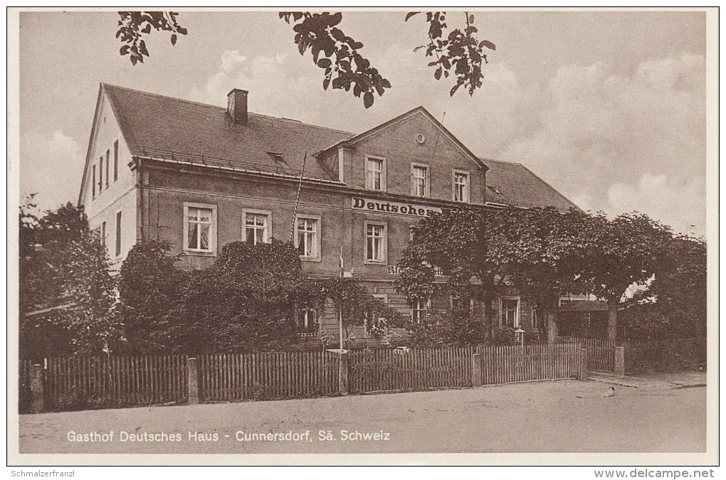 AK Cunnersdorf Gasthof Deutsches Haus Sächsische Schweiz A Papstdorf Königstein Gohrisch Krippen Kleingiesshübel Schöna - Kleinhennersdorf