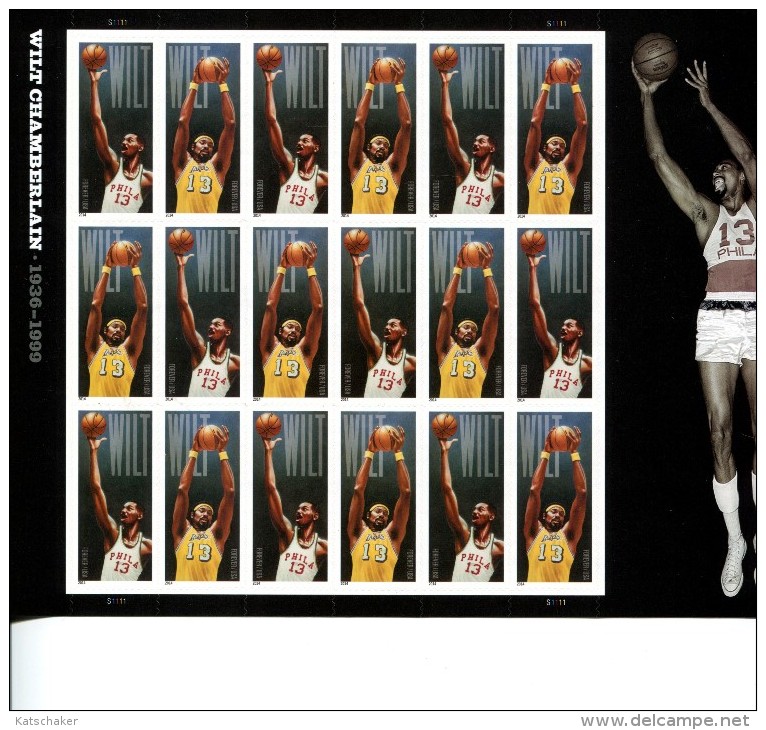 338827556 USA POSTFRIS MINT NEVER HINGED POSTFRISCH EINWANDFREI SCOTT 4950 4951 Pane Wilt Chamberlain Basketball - Ongebruikt