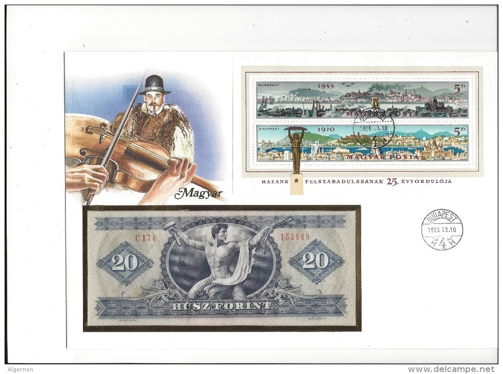 13173 -   Lettre Billet  20 Forint 1975 Cover Budapest 03.10.1986 - Hongrie