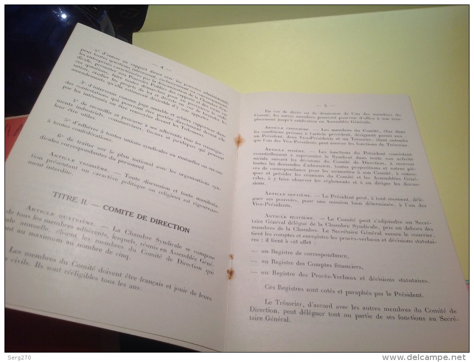 Chambre Sydicale Nationale Des Entreprises Industrielles De Boulangerie Statuts Lille 1963  Statut - Derecho