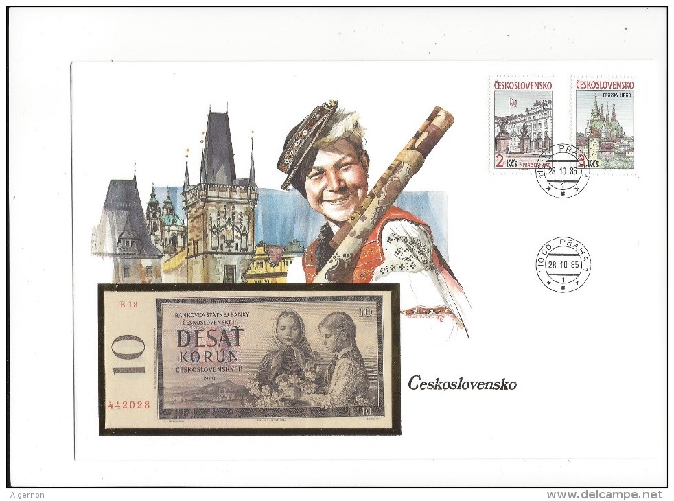 13177 -   Lettre Billet 10 Korun 1960 Cover Praha 22.10.1985 - Tchécoslovaquie