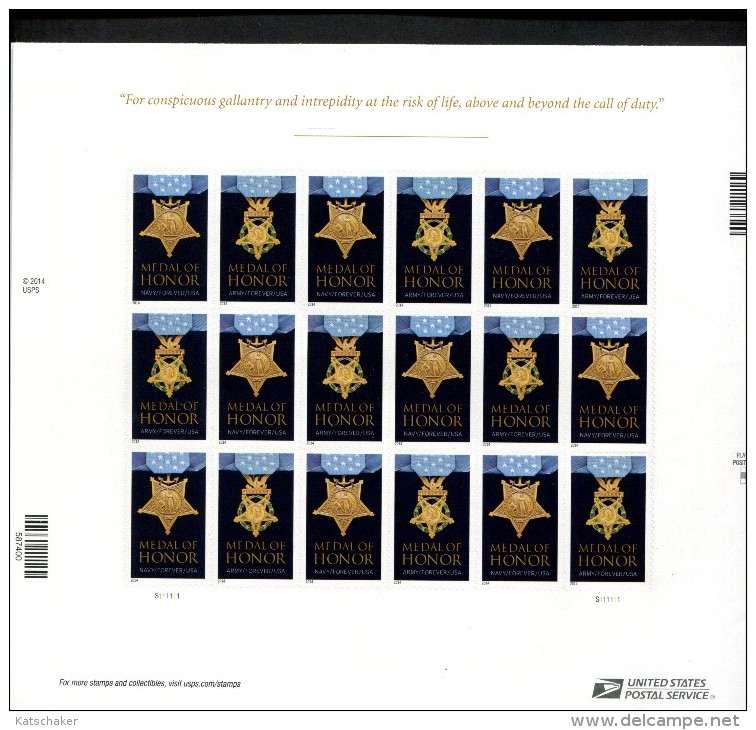 USA POSTFRIS MINT NEVER HINGED POSTFRISCH EINWANDFREI SCOTT 4822a 4823a Pane Medals Of Honor - Ongebruikt