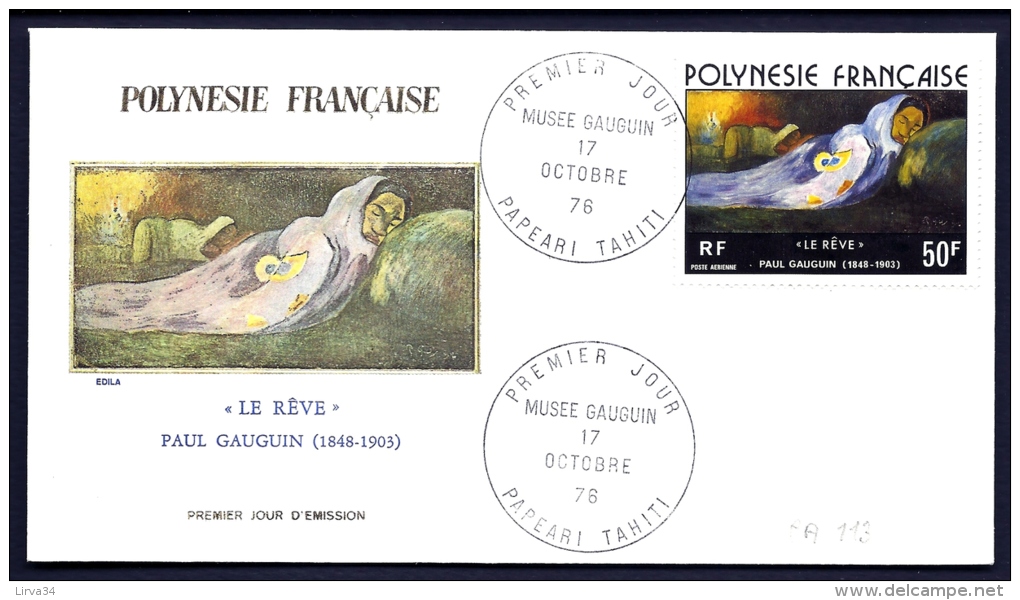 LETTRE FDC POLYNÉSIE FRANCAISE-  PAUL GAUGUIN "LE REVE"-  TIMBRE PA N° 113-  ILLUSTRATION- CAD  17-10-76 - Storia Postale