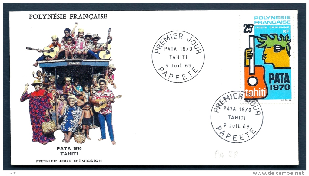 LETTRE FDC POLYNÉSIE FRANCAISE- PATA 70-  TIMBRE POSTE AERIENNE N° 28-  ILLUSTRATION- CAD 9-7-69 - Covers & Documents