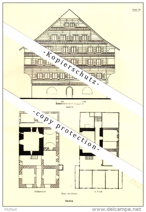 Photographien / Ansichten , 1937 , Sarnen , Haus Am Grund , Prospekt , Fotos , Architektur !!! - Sarnen