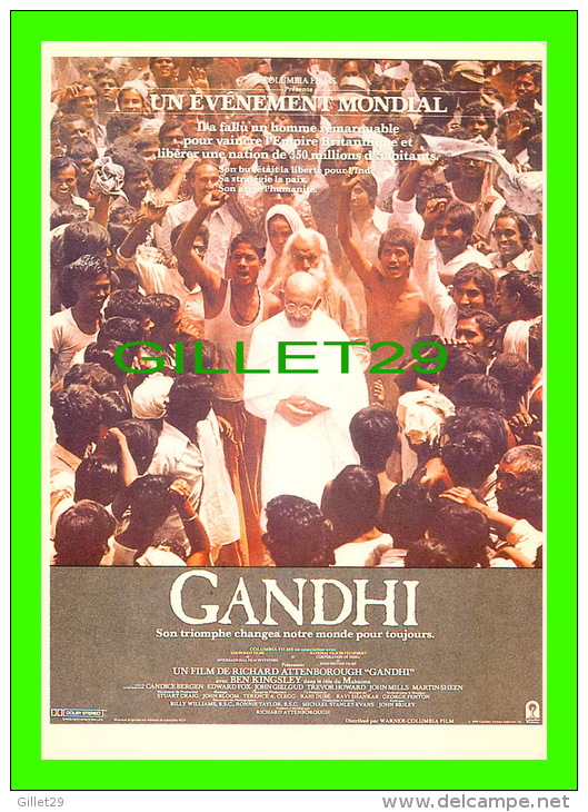 AFFICHES DE FILM "GANDHI"  BEN KINGSLEY, RICHARD ATTENBOROUGH - No E 207, ÉDITIONS F. NUGERON - - Affiches Sur Carte