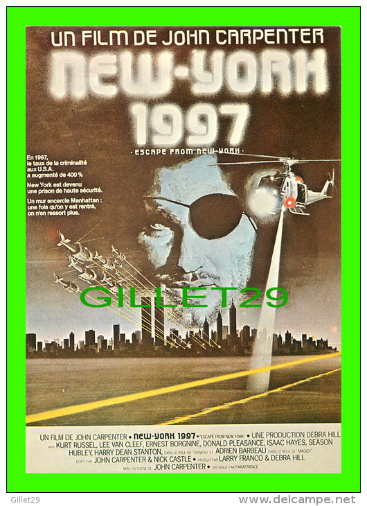 AFFICHES DE FILM "NEW-YORK 1997"   KURT RUSSEL, LEE VAN CLEEF, ERNEST BORGNINE - No E 109, ÉDITIONS F. NUGERON - - Affiches Sur Carte