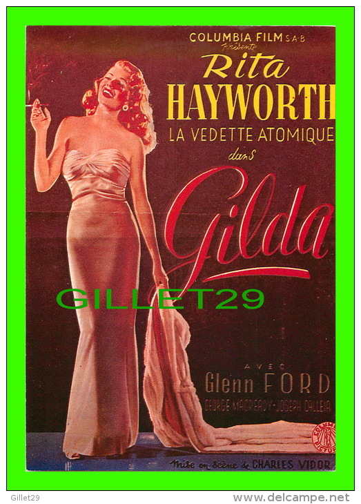 AFFICHES DE FILM "GILDA" DE CHARLES VIDOR, RITA HAYWORTH, GLENN FORD - No E 53, ÉDITIONS F. NUGERON - - Plakate Auf Karten