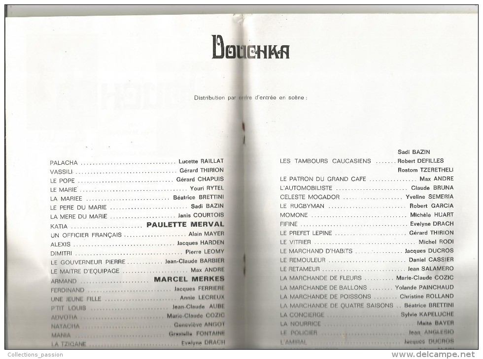 Programme , MOGADOR , Théare Henri VARNA , DOUCHKA , Aznavour , Publicité , 1973, 4 Scans ,   Frais Fr : 2.45€ - Programmi