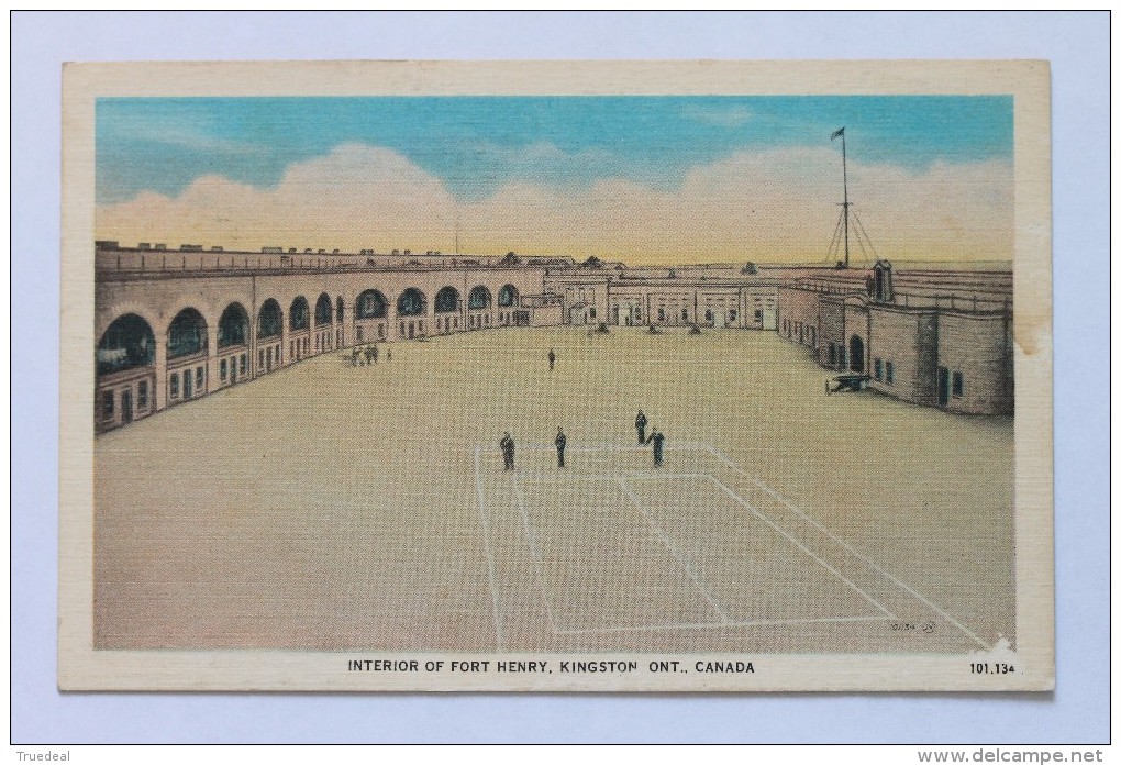 INTERIOR OF FORT HENRY, KINGSTON, ONTARIO, CANADA, Linen Postcard, 1944 - Kingston