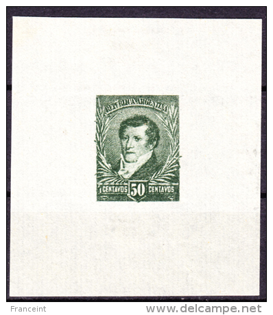 Argentina Belgrano 50c Proof On Thin Laid Paper Unissued Color. Scott 102 - Unused Stamps