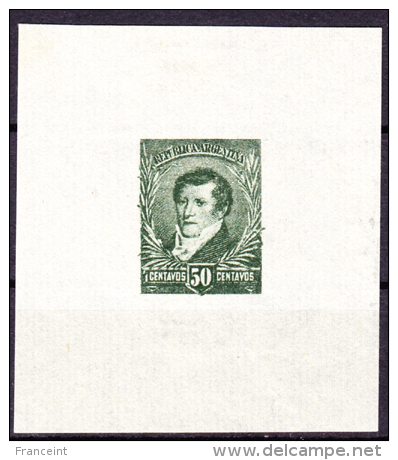 Argentina Belgrano 50c Proof On Thin Laid Paper Unissued Color. Scott 102 - Nuevos