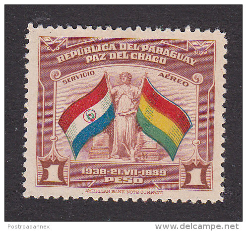 Paraguay, Scott #C113, Mint Hinged, Flags Of Paraguay And Bolivia, Issued 1939 - Paraguay