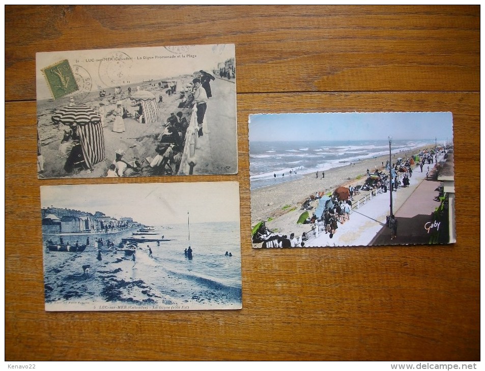 3 Cartes De Luc-sur-mer , La Plage Et La Digue """ Carte Animée "" - Luc Sur Mer