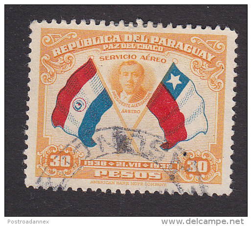 Paraguay, Scott #C117, Used, Flags Of Paraguay And Chile, Issued 1939 - Paraguay