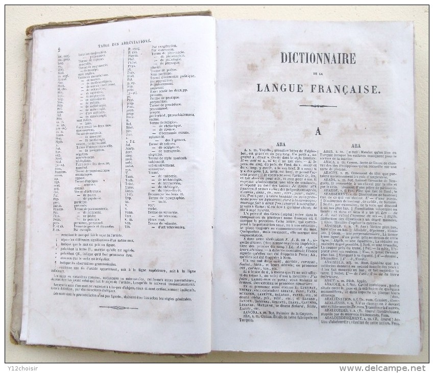 DICTIONNAIRE DE LA LANGUE FRANÇAISE 1852 A L USAGE DES ECOLES CHRETIENNES - Wörterbücher