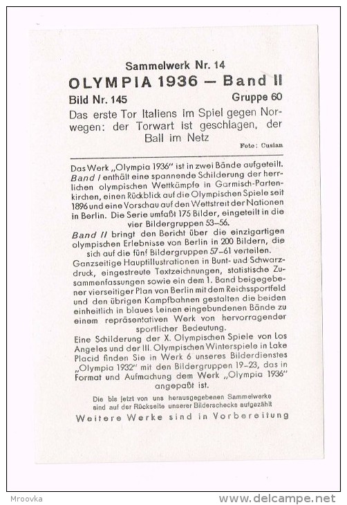 OLYMPIA 1936 - Band II . Das Erste Tor Italiens Im Spiel Gegen Norwegen.  ITALIA- NORGE - Sport