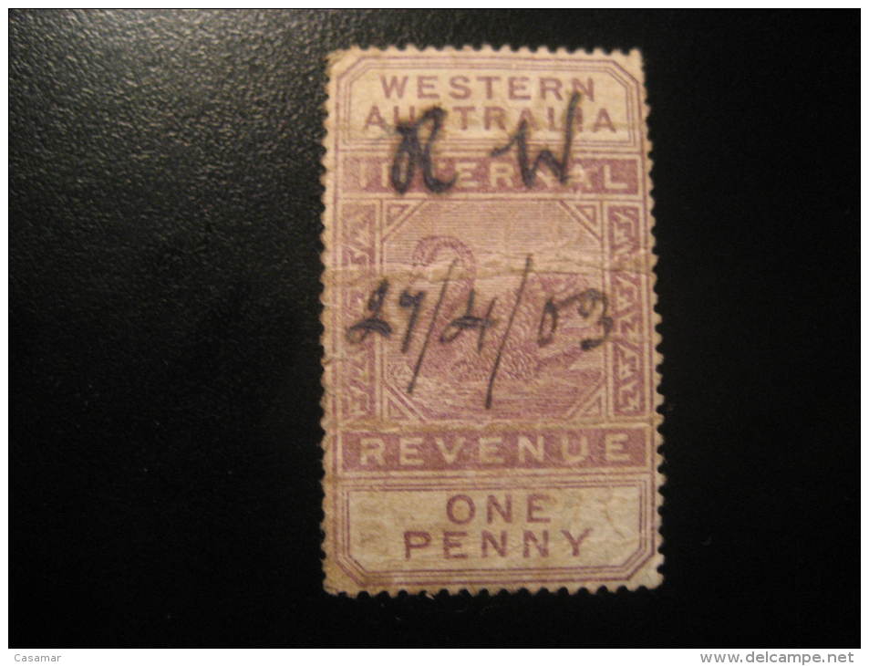 Internal Revenue 1p Postage Due Fiscal Stamp WESTERN Australia GB Colonies British Area - Usados