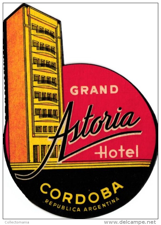 14 ARGENTINA BARILOCHE Bella Vista Cambria Pilmaquen Valle Del Sol CORDOBA Astoria Emperador Plaza San Martin - Hotel Labels