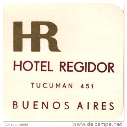 22 HOTEL labels ARGENTINA BUENOS AIRES ROI Viena Palace Regidor Carsson Castelar Fides Dora Plata Monumental Rio Bamba