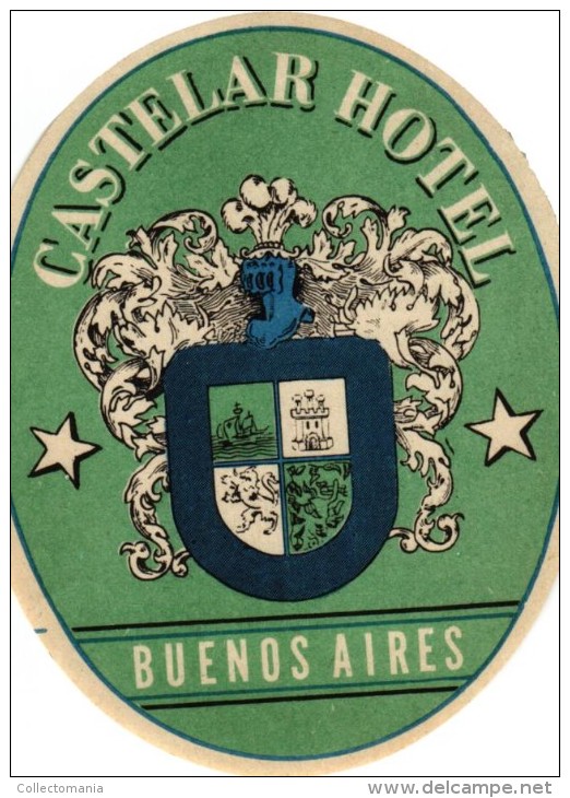 22 HOTEL labels ARGENTINA BUENOS AIRES ROI Viena Palace Regidor Carsson Castelar Fides Dora Plata Monumental Rio Bamba