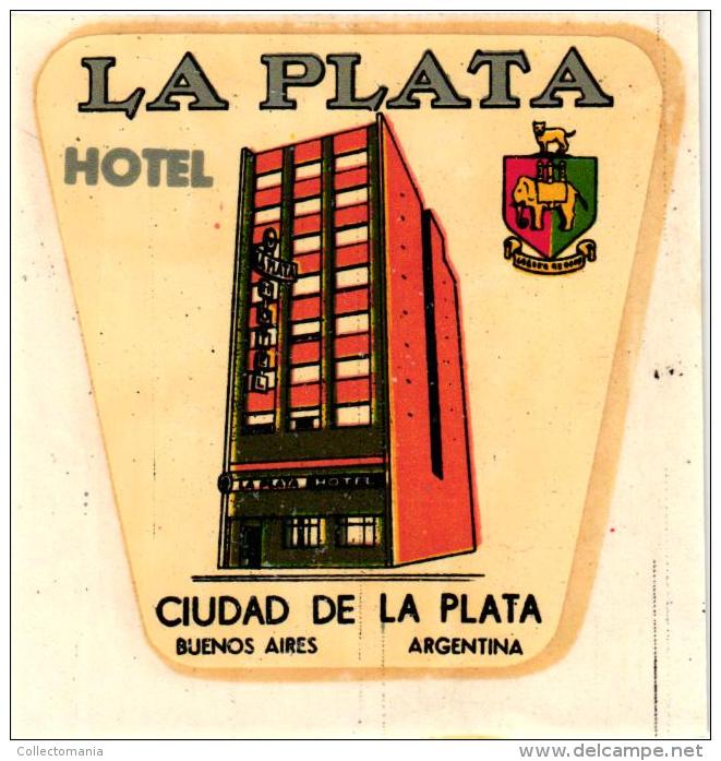 22 HOTEL labels ARGENTINA BUENOS AIRES ROI Viena Palace Regidor Carsson Castelar Fides Dora Plata Monumental Rio Bamba