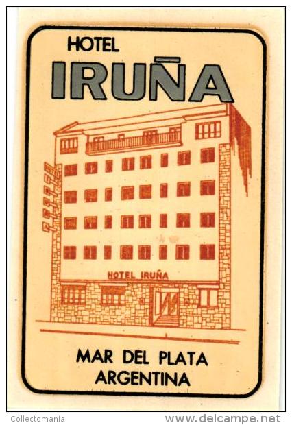 19 HOTEL Labels coltion lARGENTINA MAR del PLATA Corona Luxor IRUNA Dora Grillon Manila Minerva Park Pinot